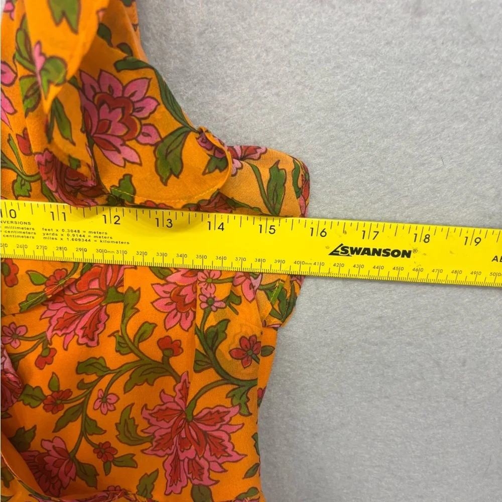 Veronica Beard designer Randa blouse 100% silk orange floral size 4 - Picture 13 of 16